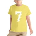 thumbnail image 1 of TEAJOPSUU Boys Girls Short Sleeve Athletic Shirts Number 7 Jerseys Crew Neck T-Shirts Moisture-Wicking Sports Uniforms,Basketball,Football Tees A-Yellow, 1 of 6