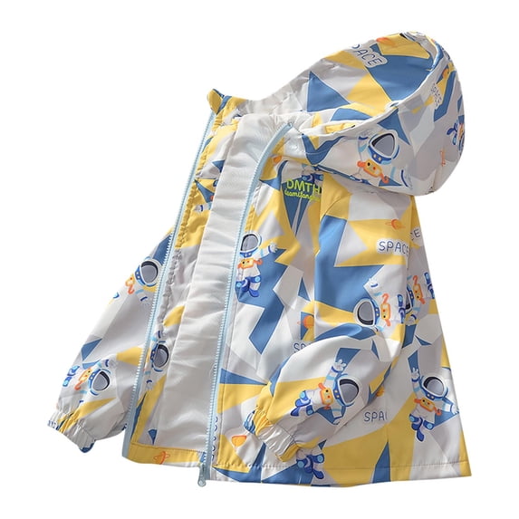 TEAJOPSUU Boys Rain Jackets Lightweight Fleece Waterproof Hooded Raincoats Windbreakers Coats for Kids 3-15Y E-Yellow
