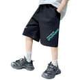 thumbnail image 1 of TEAJOPSUU Boys Summer Shorts Casual Sweat Shorts with Pockets Comfy Graphic Workout Shorts Pants for Kids 6-16Y Black, 1 of 5
