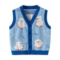 thumbnail image 1 of TEAJOPSUU Boys Sweater Vest Cotton V Neck Button Down Vest Kids Animal Sweater Knit Jacquard Sleeveless Sweaters for Children 1-8Y F-Blue, 1 of 9