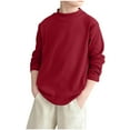 thumbnail image 1 of TEAJOPSUU Boys Teens Casual Fleece Pullover Semi High Neck Thick Warm Long Sleeve Sweaters Kids Knit Striped Crewneck Jumper Tops 4-16 Years Red, 1 of 4