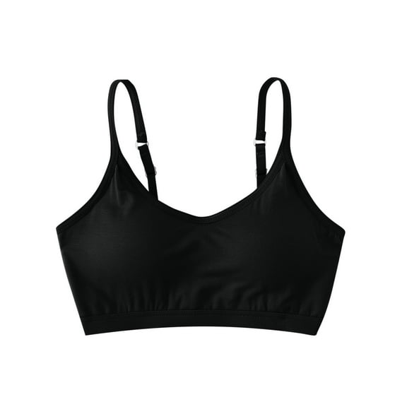 TEAJOPSUU Bras for Women Comfy Bralettes with Support No Underwire Seamless Push-Up Bras Spaghetti Strap Camisole Bra B-Black