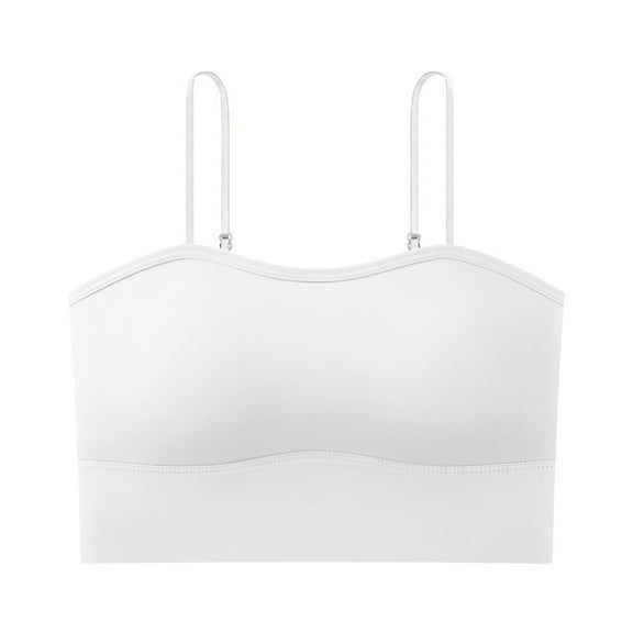TEAJOPSUU Bras for Women Comfy Bralettes with Support No Underwire Seamless Push-Up Bras Spaghetti Strap Camisole Bra C-White