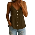 thumbnail image 1 of TEAJOPSUU Camisole Tops for Women V Neck Sleeveless Spaghetti Strap Button Down Tank Tops Solid Color Cami Blouses for Everyday Casual Summer Daily Coffee, 1 of 6