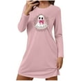 thumbnail image 1 of ZQUUVOU Cotton Nightgown for Women Cute Printed Long Sleeved Sleepdress Crew Neck Loose Comfortable Short Nightgown Pink, 1 of 5