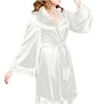 thumbnail image 1 of TEAJOPSUU Fall Lace Robe for Women Casual Camisole V-neck Long Nightgown Comfortable Loungewear Long Sleep Dress White, 1 of 3