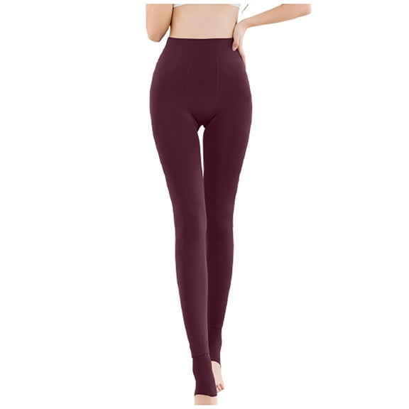 TEAJOPSUU Fleece Lined Winter Tights for Women Warm Thick Opaque Pantyhose Thermal Velvet Pants Tummy Control Soft Stretchy B-Burgundy