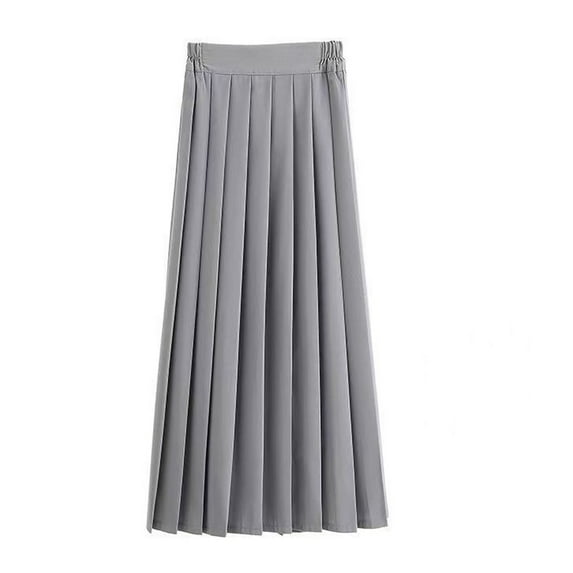 TEAJOPSUU Girl'S Juniors Pleated Skirts High Elastic Waist Maxi Skirt Skirt Elastic Waisted Uniform A-Line Skirt 11-18Years Gray