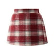 thumbnail image 1 of TEAJOPSUU Girl's Plaid Skirt Winter Fall Warm Elastic High Waist A-Line Wool Mini Skirt Pleated School Uniform Skort C-Red, 1 of 5