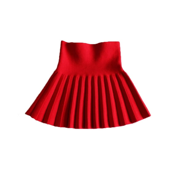 TEAJOPSUU Girl's Pleated Mini Skirts Athletic Tennis Fleece Skirt High Waisted Flowy Skort for Kids 3-15 Years C-Red
