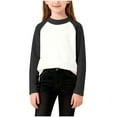 thumbnail image 1 of TEAJOPSUU Girls Basic Shirt Cute Raglan Tee Casual Color Block Long Sleeve Tee Shirt Cozy Fleece Crewneck Tops,C-Black, 1 of 5