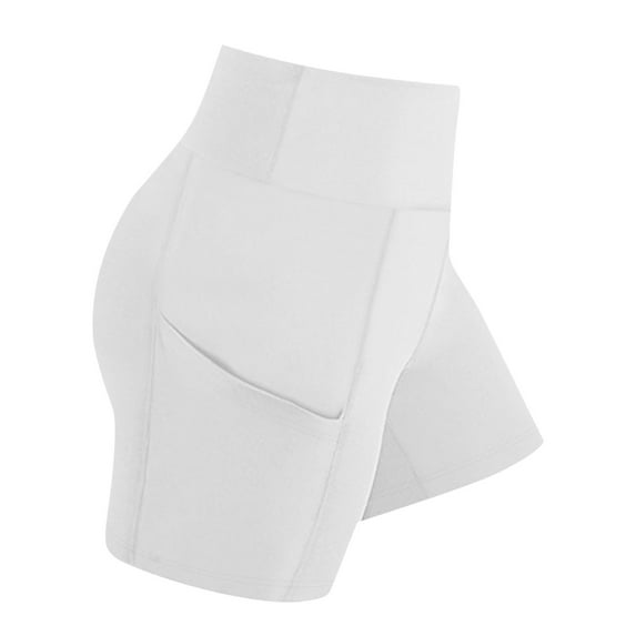 TEAJOPSUU Girls Biker Shorts Elastic High Waisted Tummy Control Workout Gym Running Yoga Shorts White