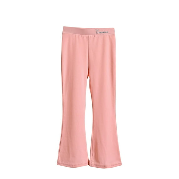 TEAJOPSUU Girls Bootcut Yoga Pants Kids High Waisted Stretchy Leggings Casual Solid Color Bell Bottoms Pants 2-13Y Pink