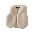 thumbnail image 1 of TEAJOPSUU Girls Boys Faux Fur Vest Coat Toddler Kids Warm Fuzzy Furry Open Front Jacket Soft Fleece Sleeveless Outerwear Jacket with Pockets 1-10 Years Khaki, 1 of 5
