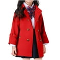 thumbnail image 1 of TEAJOPSUU Girls Boys Waterproof Trench Coat Double Breasted Peacoat Notched Lapel Collar Long Overcoat Outerwear with Pockets for 1-13 Years Red, 1 of 5