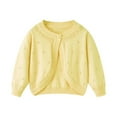thumbnail image 1 of TEAJOPSUU Girls Cable Knit Cadigan Sweaters Casual Long Sleeve Open Front Warm Sweaters Crewneck Hollweout Sweater Wraps for Kids 3-8 Years B-Yellow, 1 of 5