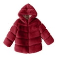 thumbnail image 1 of TEAJOPSUU Girls Faux Fur Coat with Hood Fluffy Zip Up Fleece Jackets Long Sleeve Hooded Coat Winter Warm Furry Jackets Shaggy Parka Outerwear B-Burgundy, 1 of 4