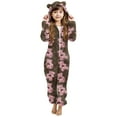 thumbnail image 1 of TEAJOPSUU Girls Fleece Onesie Pajamas Kids Cute Ear Hood Zip Up Sleepwear Jumpsuit Christmas Clothes Loose Jumpsuit Partywear A-Purple, 1 of 6