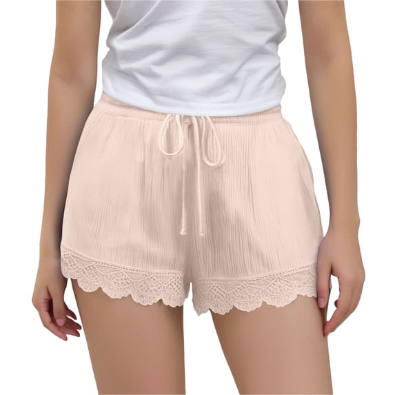 TEAJOPSUU Girls Shorts Pants Lightweight Soft Cotton Linen Summer Casual Shorts Kids Solid Wave/Ruffle Hem Short Pants 4-14 Years Beige
