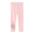 thumbnail image 1 of TEAJOPSUU Girls Toddlers Stretch Leggings Fashion Printed Ankle Length Tights Cotton Elastic Waist Long Lounge Trousers Comfy Basic Pants K-Pink, 1 of 6