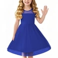 thumbnail image 1 of TEAJOPSUU Girls Tulle Summer Dress Puff Short Sleeve Tween Girls Teen High Waist Tutu Princess Party A Line Casual Dress 5-16Y B-Blue, 1 of 7