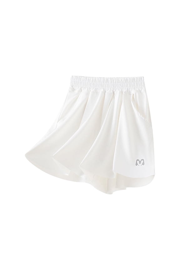 Girls' Workout Butterfly Shorts Lightweight Printed Elastic Waistband Sports Shorts with Pockets for Dance Running Gym Sports Tennis 3-15 Years A-White