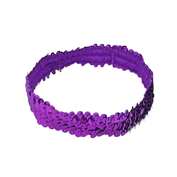 TEAJOPSUU Headbands for Women Sequin Hairbands Stretchy Non Slip Headband Cute Solid Colors Hair Accessories A-Purple