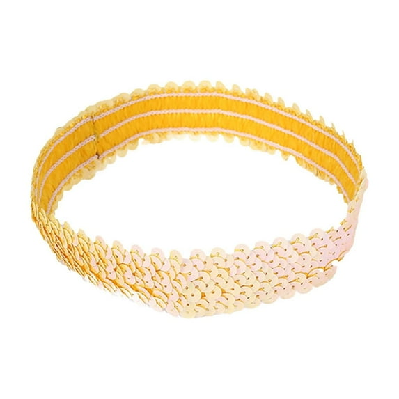 TEAJOPSUU Headbands for Women Sequin Hairbands Stretchy Non Slip Headband Cute Solid Colors Hair Accessories A-Yellow