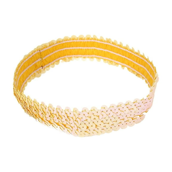 TEAJOPSUU Headbands for Women Sequin Hairbands Stretchy Non Slip Headband Cute Solid Colors Hair Accessories A-Yellow