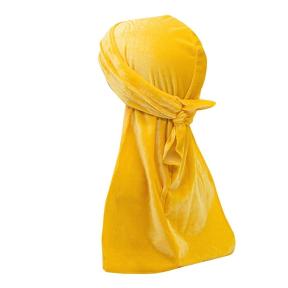 TEAJOPSUU Hiphop Durag with Long Tail and Wide Straps Fashion 360 Waves Men's Women's Crushed Bandana Doo Rag Cap Headwraps B-Gold