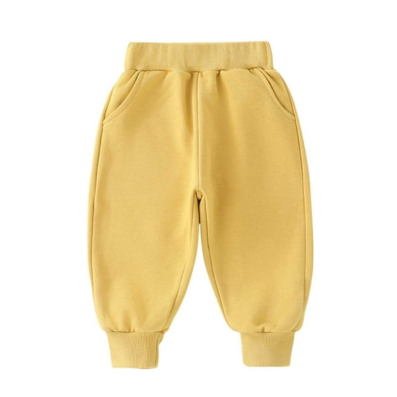 TEAJOPSUU Infant Toddler Boys Girls Sweatpants Kids Joggers Soft Cotton Elastic Waist Sweatpants with Pocket Fall Fashion Outerwear Clothes for 8M-5Y Yellow