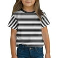 thumbnail image 1 of TEAJOPSUU Kids Boys' Girls' Striped T Shirts Loose Fit Ringer Tee Short Sleeve Pullover Tops Crew Neck Color Blocked Summer Tops Fashion Clothes B-Black, 1 of 8
