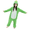 thumbnail image 1 of TEAJOPSUU Kids Onesie Pajamas Flannel Animal One Piece Pajamas Loose Fit Fleece Long Sleeved Hooded Jumpsuit for Boys Girls 3-12 Years G-Green, 1 of 5