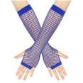 thumbnail image 1 of TEAJOPSUU Lone Fishnet Gloves Fingerless for Women Fish Net Arm Sleeve Mesh Elastic Goth Punk 80S Party Accessories B-Blue, 1 of 3