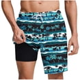 thumbnail image 1 of TEAJOPSUU Men's Beach Shorts Fashion Printed Swim Trunks with Elastic Drawstring Waist Double Inner Lining Side Pockets J-Green, 1 of 8
