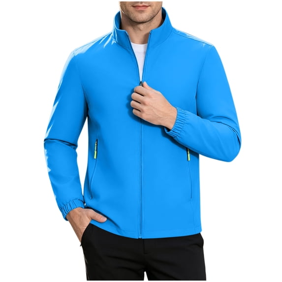 TEAJOPSUU Men's Bomber Jacket Zip up Stand Collar Solid Trendy Sporty ...