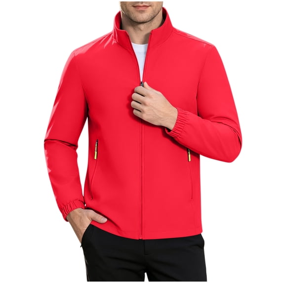 TEAJOPSUU Men's Bomber Jacket Zip up Stand Collar Solid Trendy Sporty ...