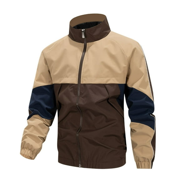 TEAJOPSUU Men's Casual Jacket Lightweight Stand Collar Windbreaker Casual Spring Fall Zip Up Windproof Outwear Coat with Pocket B-Dark Blue