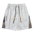 thumbnail image 1 of TEAJOPSUU Men's Casual Shorts Plus Size Loose Fit Canvas Shorts with Elastic Drawstring Waist Embroidery Detail Straight Leg Cut Gray, 1 of 7