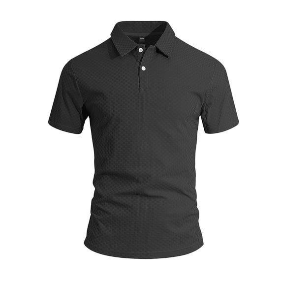 FAWUUDO Men's Collared Shirt Breathable Smooth Texture Soft Touch Structured Fit with Polished Everyday Style Black