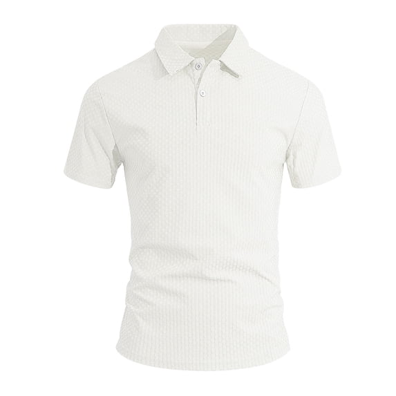 FAWUUDO Men's Collared Shirt Breathable Smooth Texture Soft Touch Structured Fit with Polished Everyday Style White
