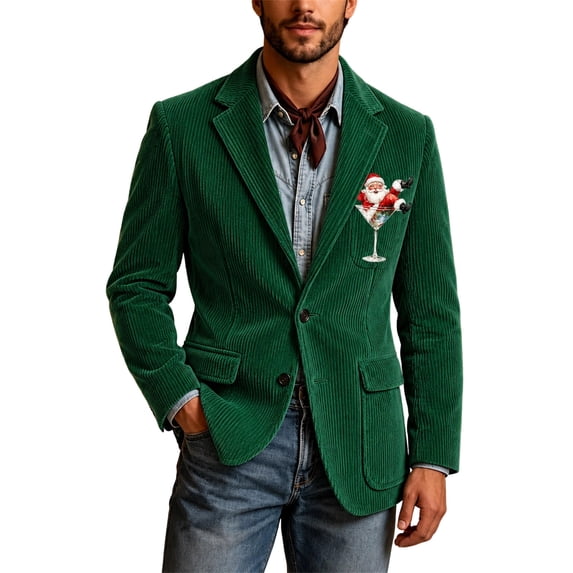 TEAJOPSUU Men's Corduroy Blazer Button Front Lined Shoulder Pads ...