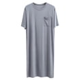 thumbnail image 1 of ZQUUVOU Men's Cotton Modal Nightgown Crew Neck Short Sleeve Sleep Shirt Soft Lightweight Knee Length PJ Soft Long Sleepwear Dark Gray B, 1 of 9