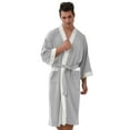 thumbnail image 1 of TEAJOPSUU Men's Fall Robes Plus Size Loose Lightweight Bathrobe Soft Loungewear Kimono Robe V Neck Spa Knee Length Sleepwear Gray, 1 of 7