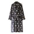 thumbnail image 1 of TEAJOPSUU Men's Fashion Plush Robes Polka Dot Fleece Lined Heavyweight Bathrobes for Fall Winter Velvet Spa Robes Dark Gray, 1 of 3