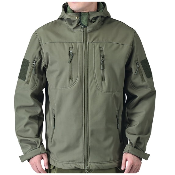 TEAJOPSUU Men's Jacket Outdoor Waterproof Softshell Hiking Jackets Fleece Lined Ski Snow Winter Windbreaker A-Green