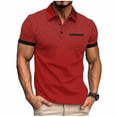 thumbnail image 1 of FAWUUDO Men's Print Shirts Half Button Lapel Collar Casual Silm Fit Short Sleeve with Pocket Red, 1 of 6