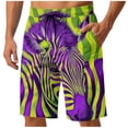 thumbnail image 1 of TEAJOPSUU Men's Printed Shorts Loose Fit Animal Printed Shorts with Elastic Drawstring Waist and Side Pockets C-Purple, 1 of 6