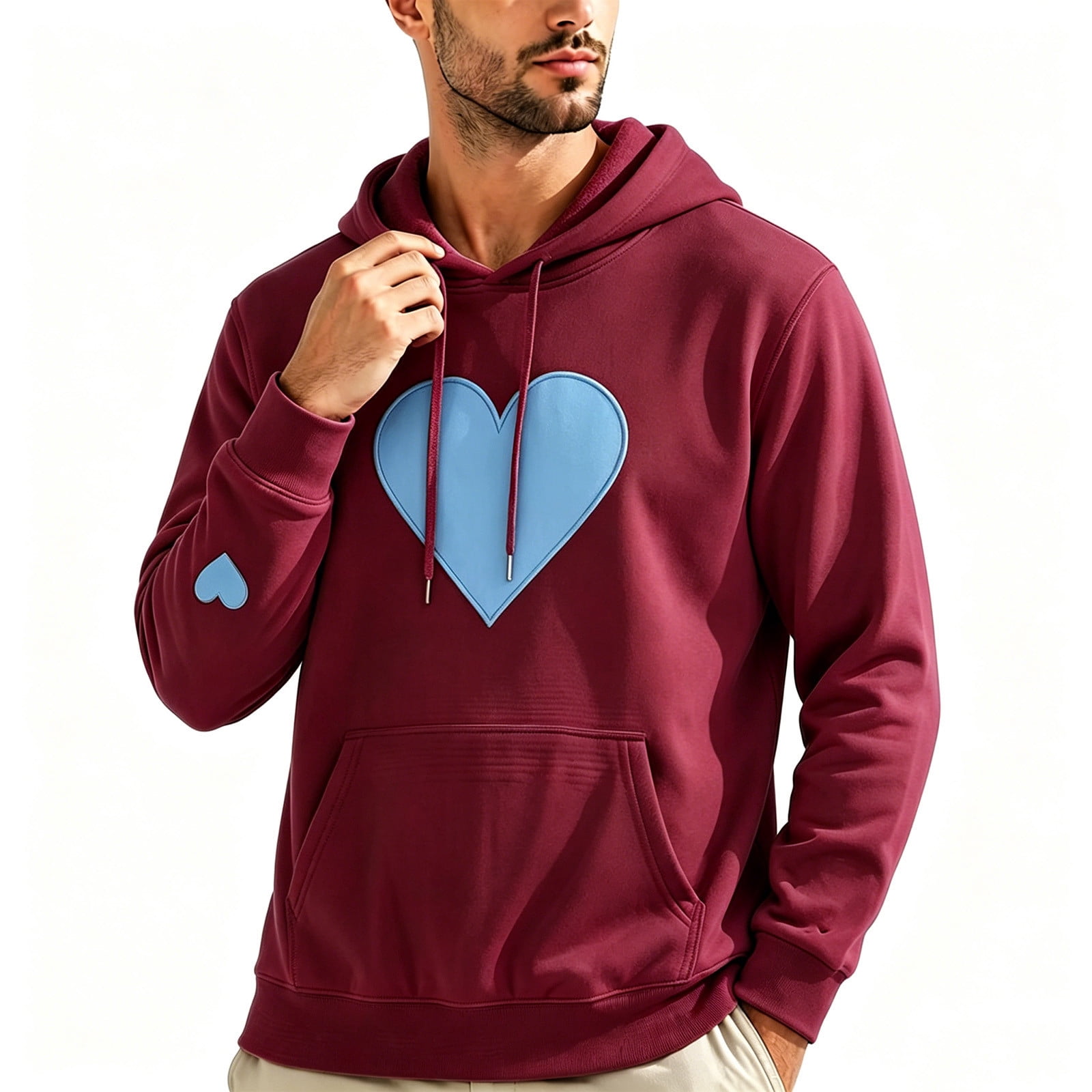 Long Countertop Design TEAJOPSUU Men's Pullover Hoodie French Terry Winter Long Sleeve Travel ...