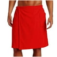 thumbnail image 1 of ZQUUVOU Men's Short Bathrobes Sleep Bottoms Pajamas Nightwear Short Towel Pants Side Split Soft Thick Shorts with Pocket Red, 1 of 4